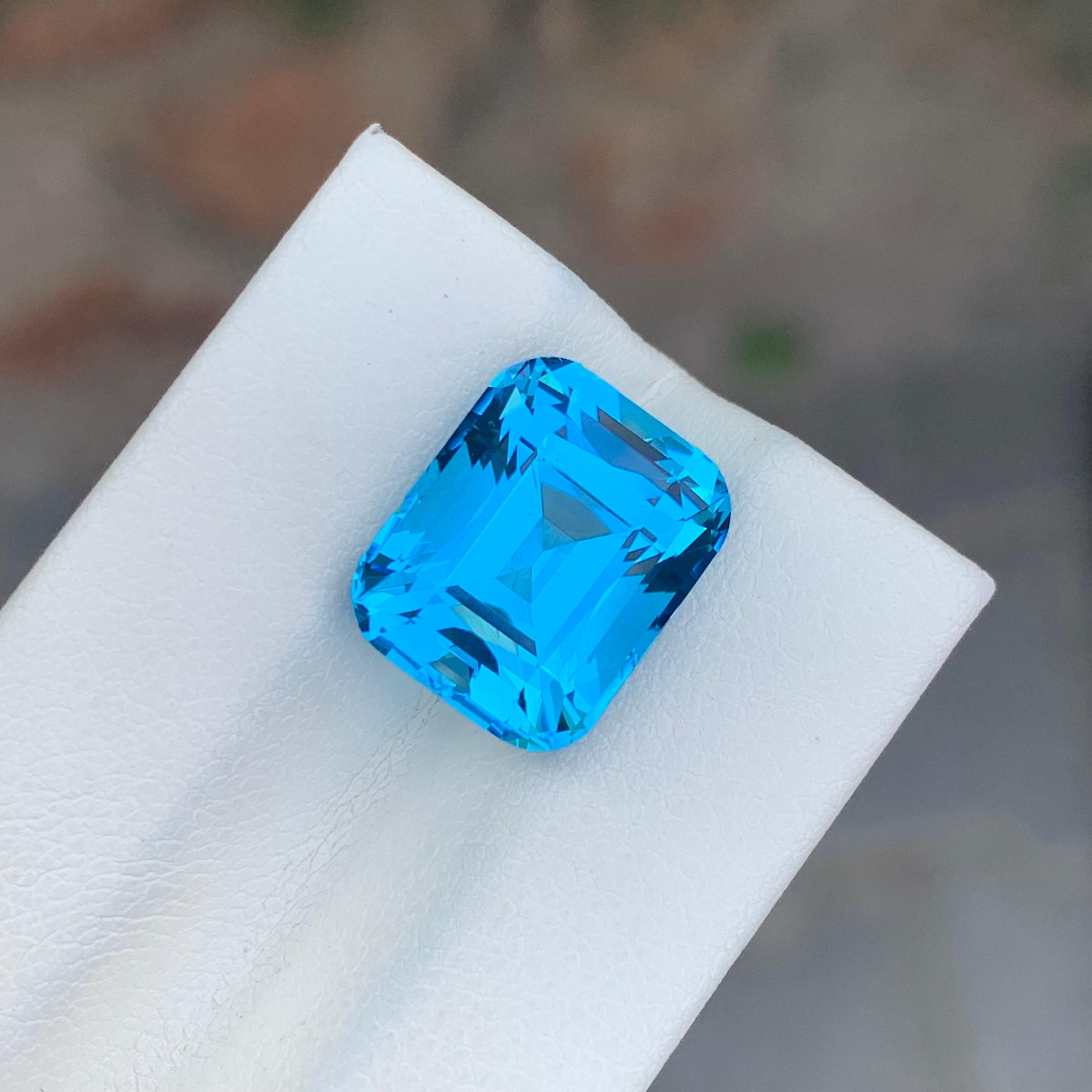 9.65 Carat Natural Loose Electric Blue Topaz Cushion Shape Gem 5
