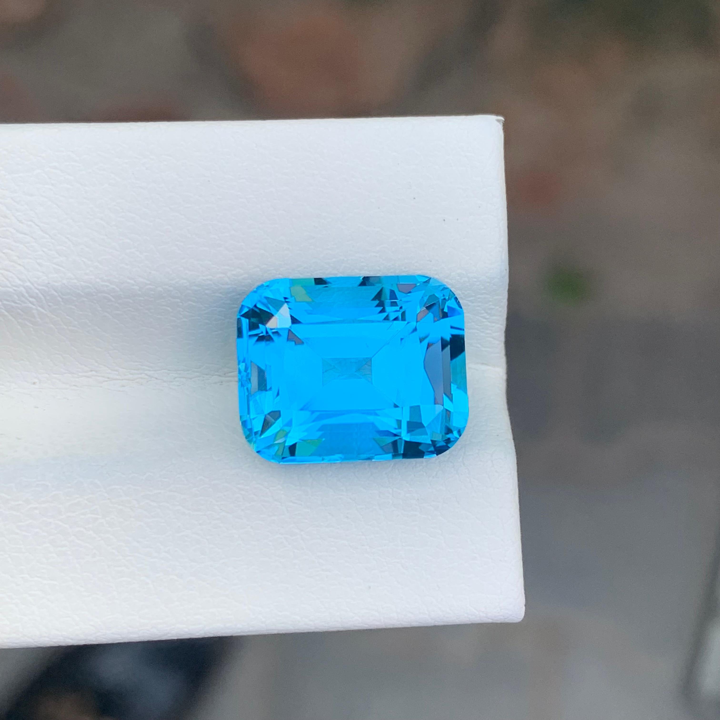 Arts and Crafts 9.65 Carat Natural Loose Electric Blue Topaz Cushion Shape Gem