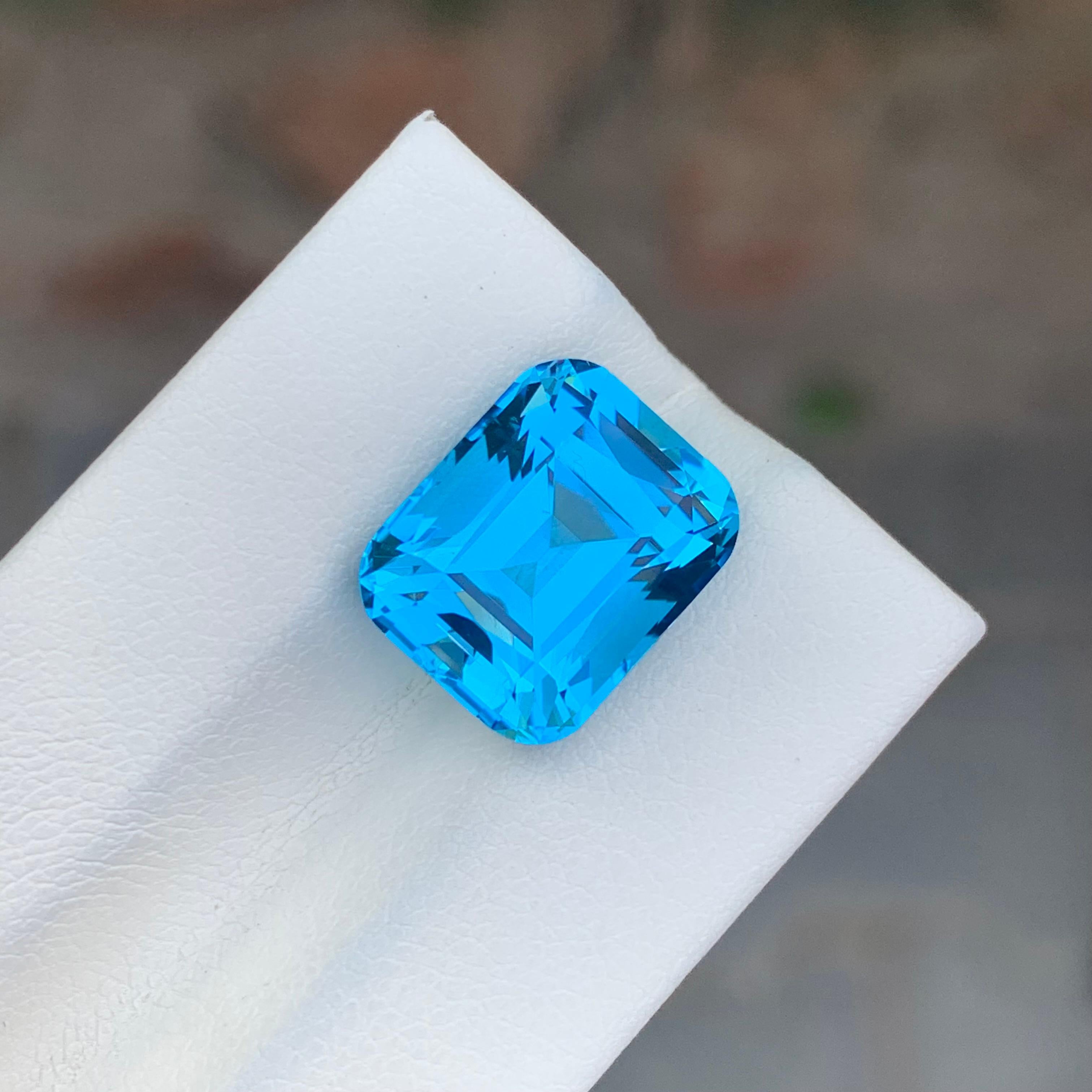 Cushion Cut 9.65 Carat Natural Loose Electric Blue Topaz Cushion Shape Gem