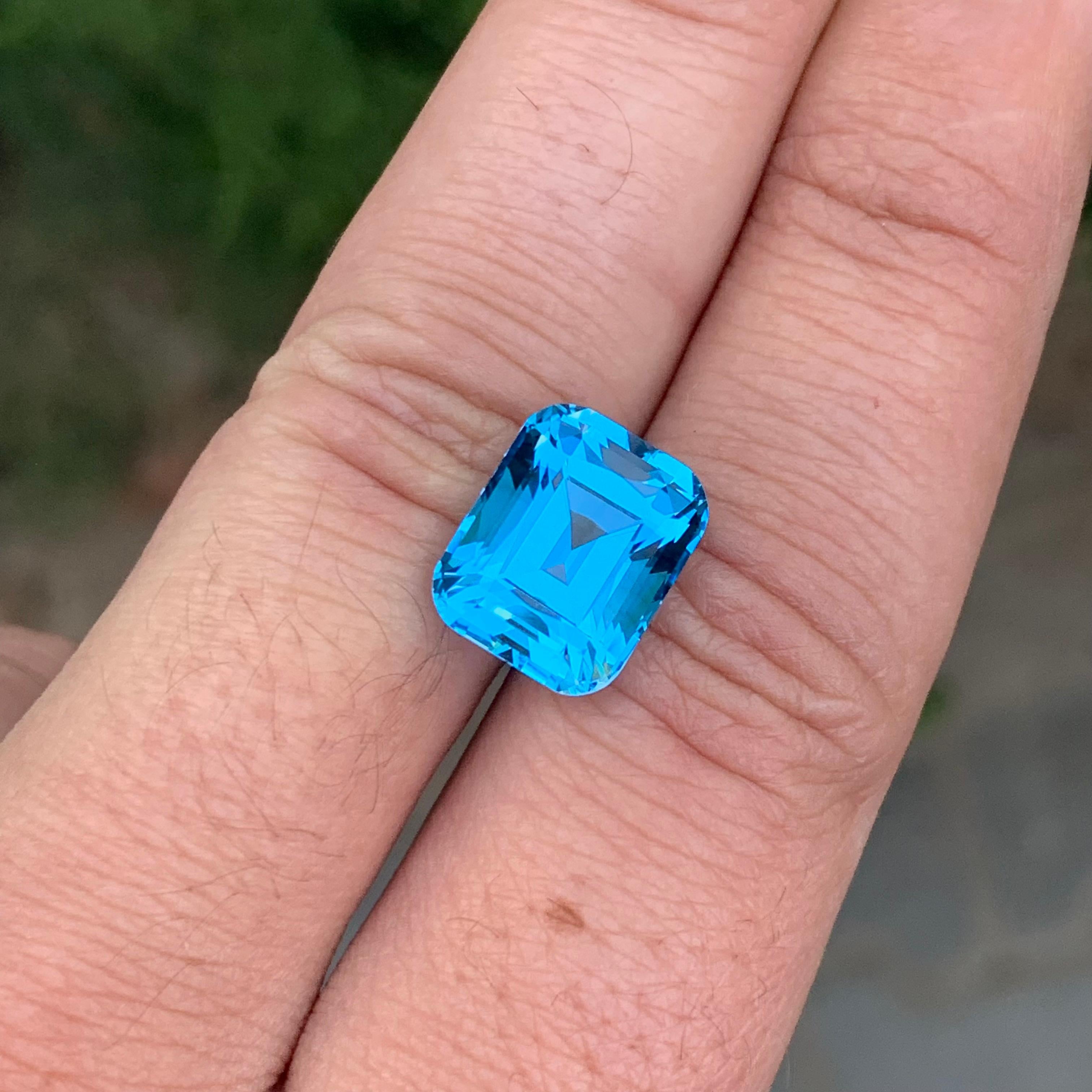 9.65 Carat Natural Loose Electric Blue Topaz Cushion Shape Gem 2