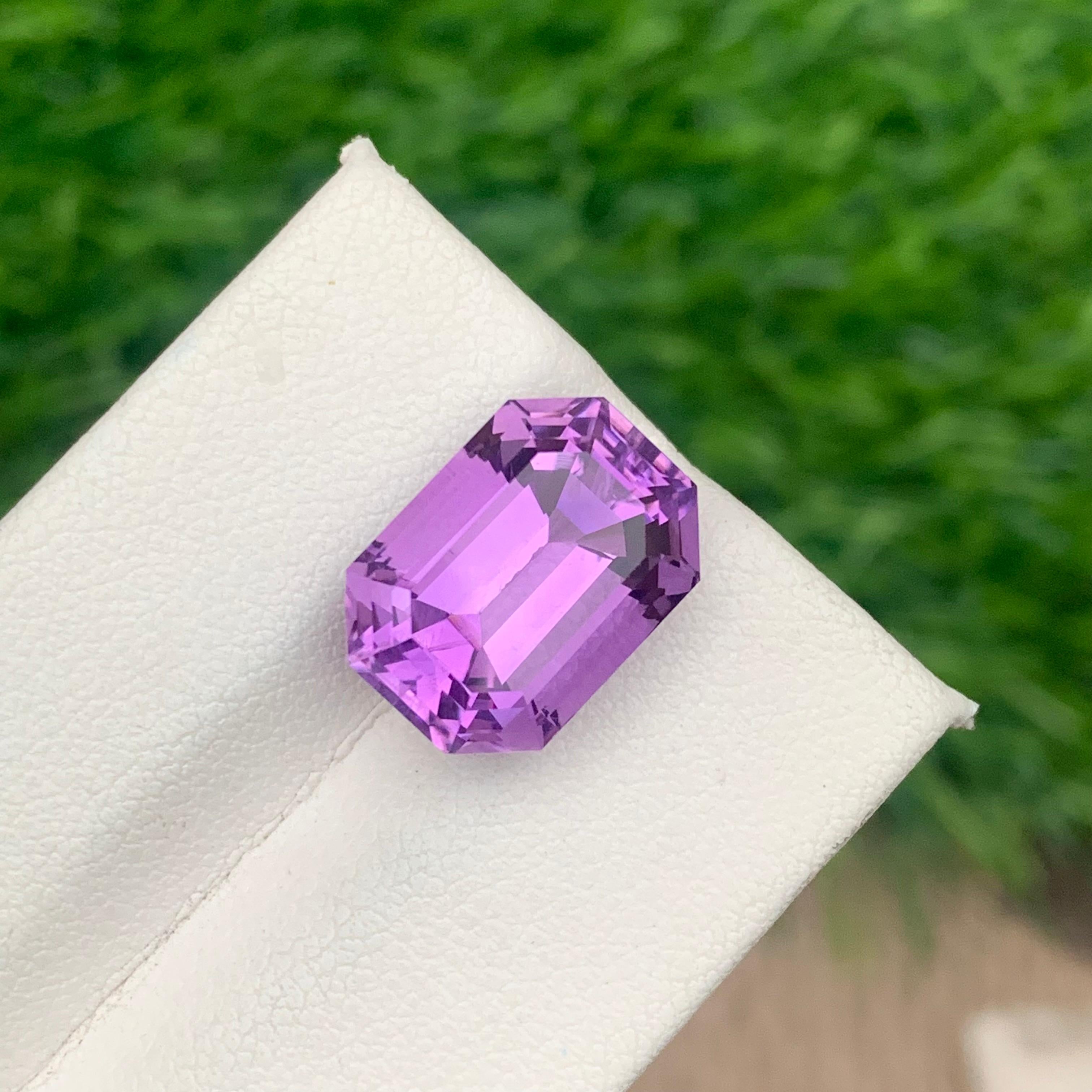 Emerald Cut 9.65 Carat Natural Loose Purple Amethyst Ring Gemstone from Brazil Mine For Sale