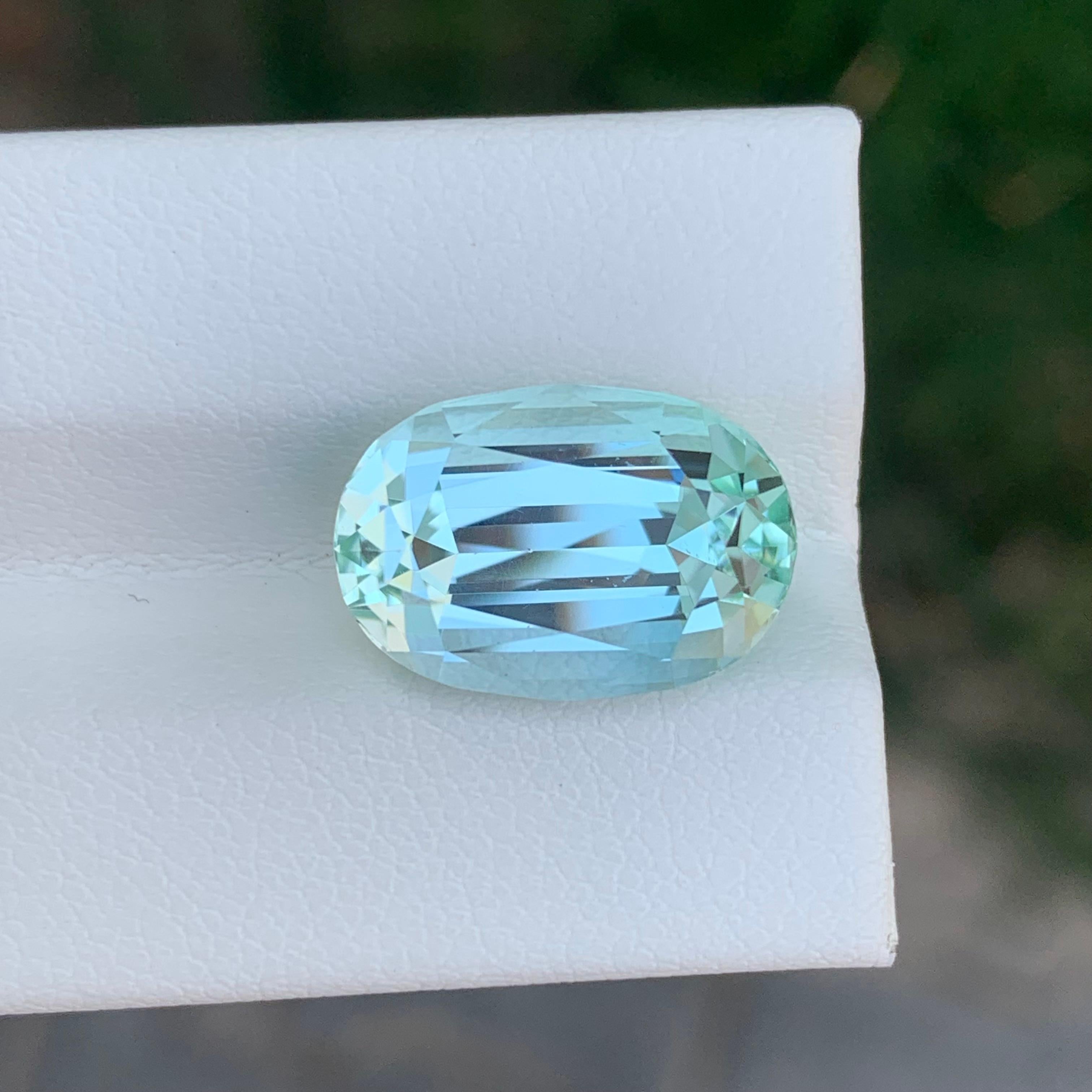 Arts and Crafts 9.65 Carat Natural Loose Seafoam Tourmaline Oval Shape Gemstone (pierre précieuse de forme ovale) en vente