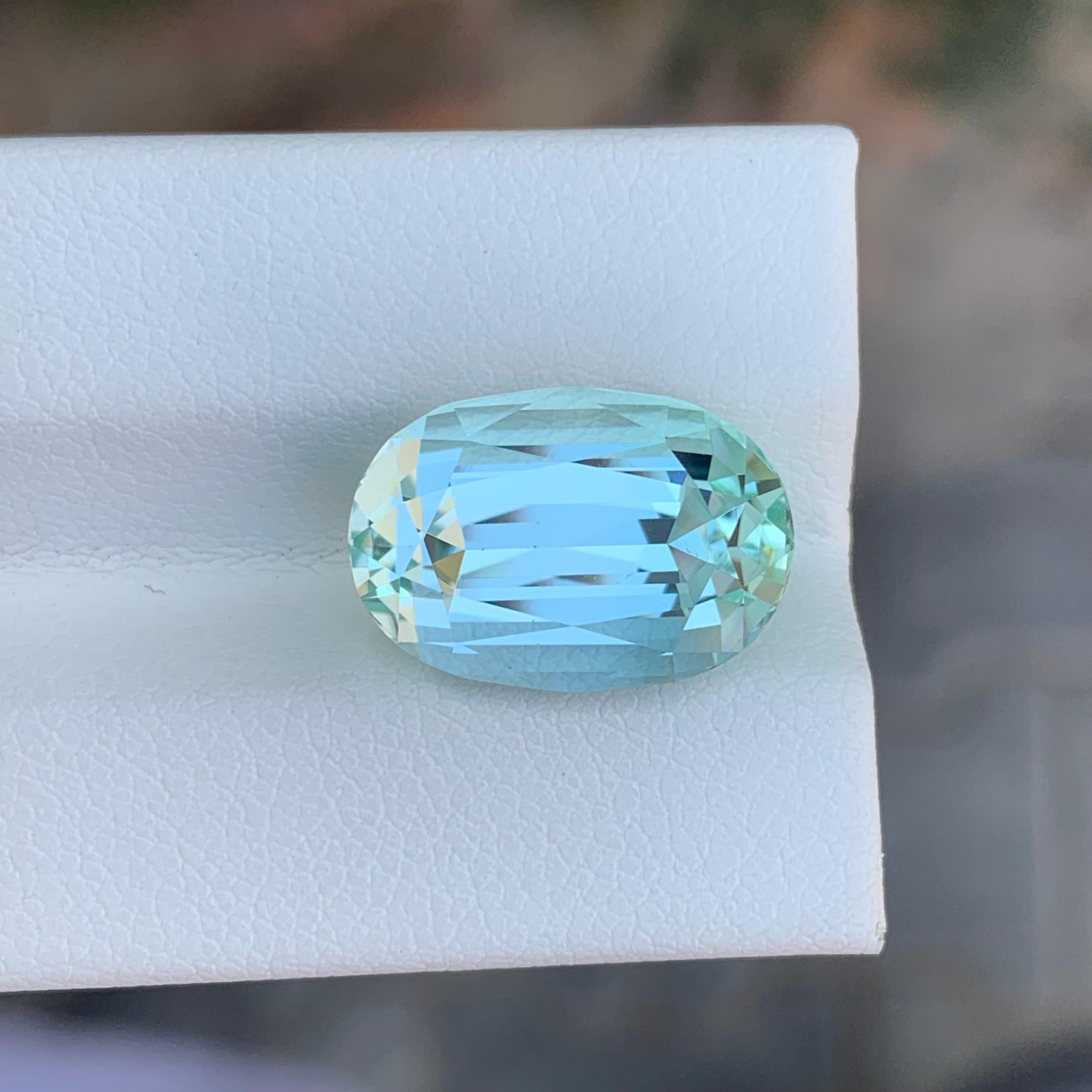 Taille ovale 9.65 Carat Natural Loose Seafoam Tourmaline Oval Shape Gemstone (pierre précieuse de forme ovale) en vente