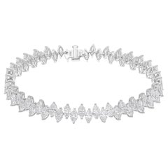 Bracelet zigzag en or blanc 14 carats avec diamants marquises de 9,65 carats SI/H