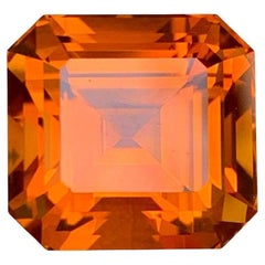 9.65 Carats Fire Citrine Stone Asscher Cut Natural Brazilian Gemstone
