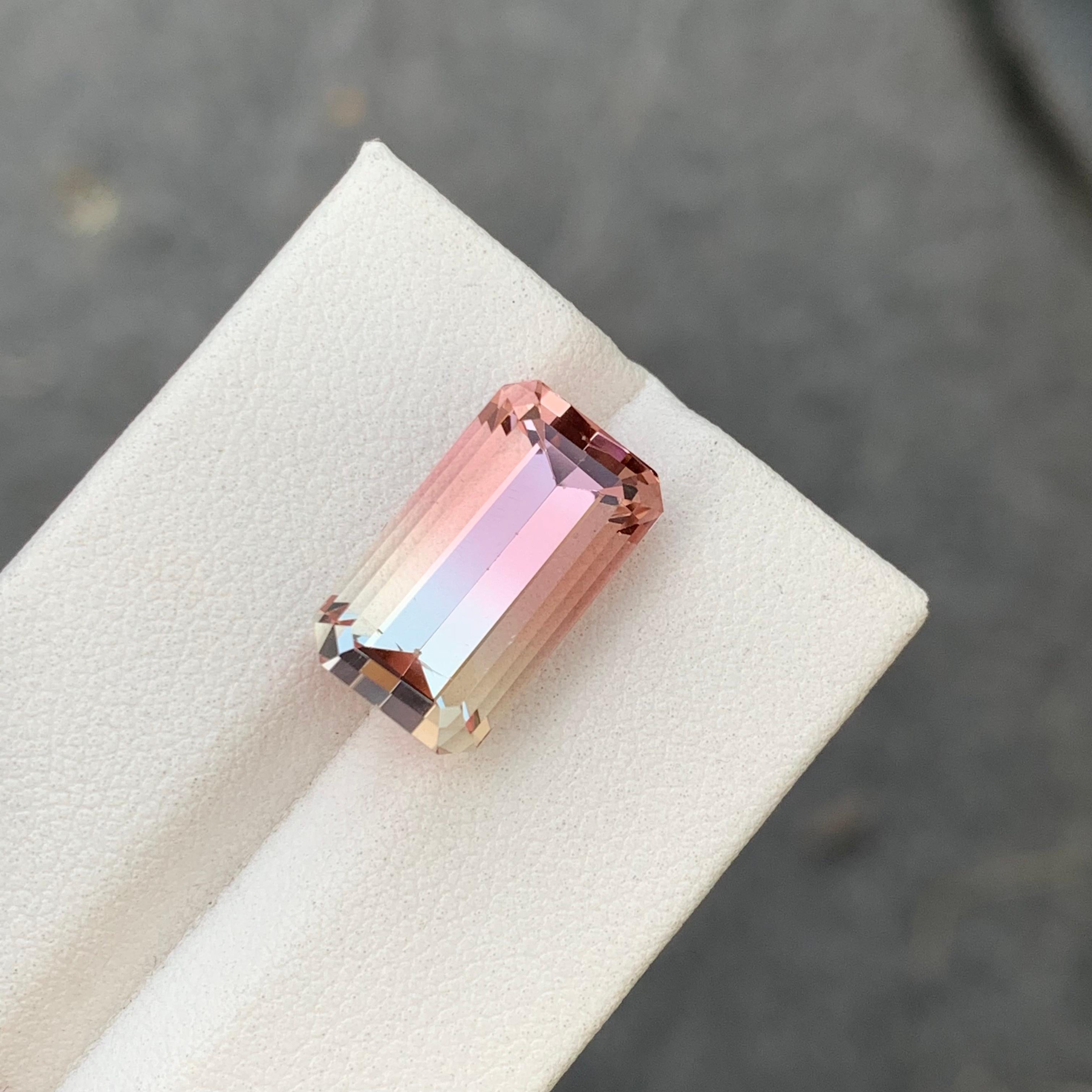 9,65 Karat natürlicher loser rosafarbener Bicolour-Turmalin in Smaragdform Ringschmuck im Angebot 6