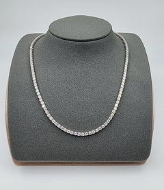 Stunning 9.65 ct Round-Cut Diamond 14K White Gold Tennis Necklace