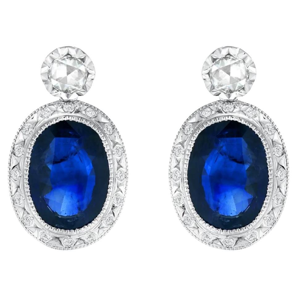 9.65ct Blue Sapphire earrings in 18K white gold.