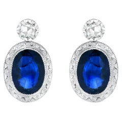9.65ct Blue Sapphire earrings in 18K white gold. 