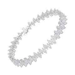 Pulsera de tenis con diamantes marquesa SI/H de 9,65 qt en oro blanco de 14 quilates Joyería fina