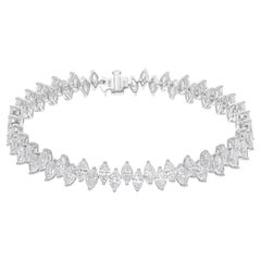 Pulsera de tenis con diamantes marquesa SI/H de 9,65 qt en oro blanco de 18 quilates Joyería fina