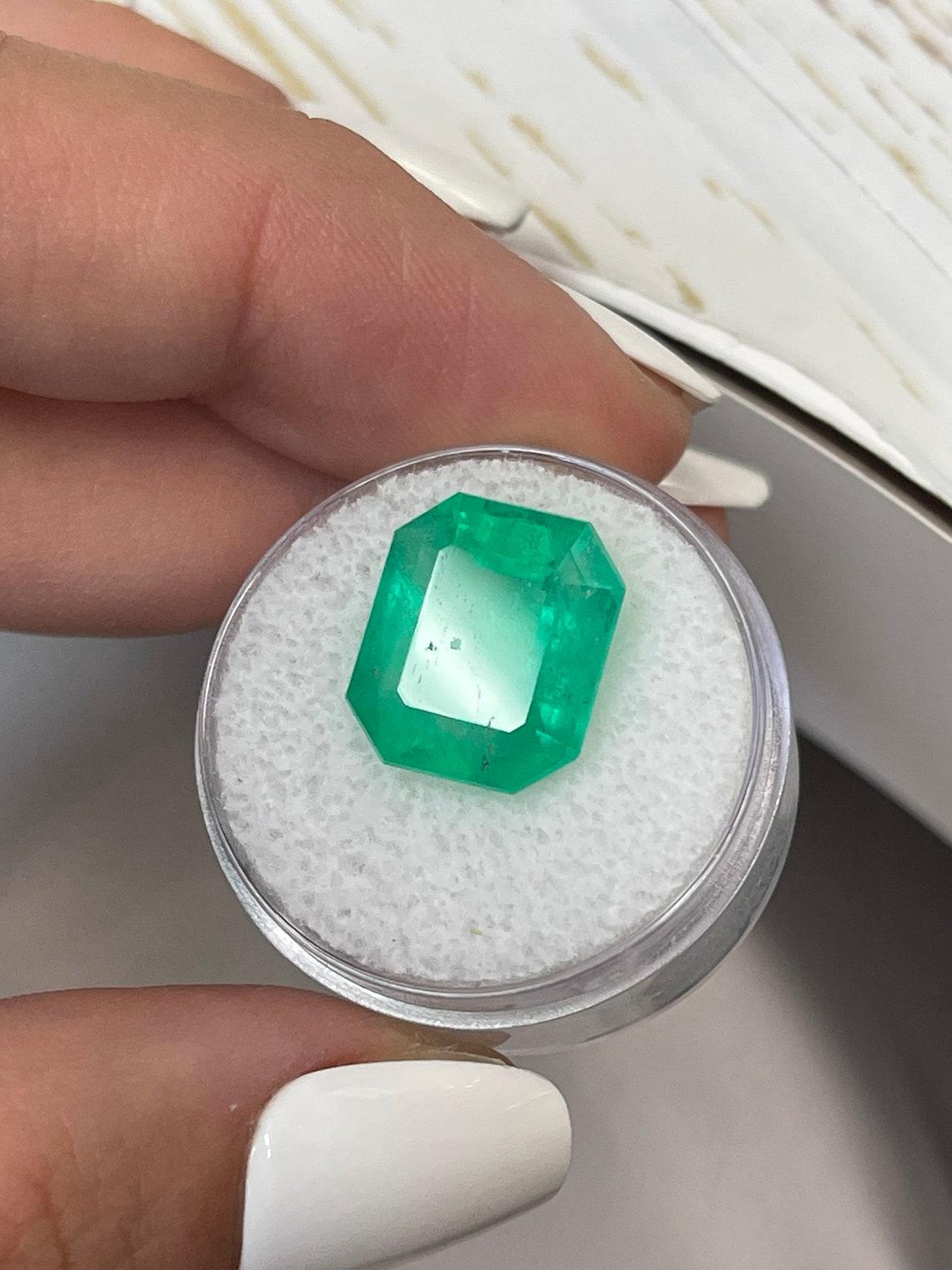 9,66 Karat 14x12 mittelgrüner kolumbianischer Smaragd - Smaragdschliff Mai-Geburtsstein Edelstein im Angebot 1