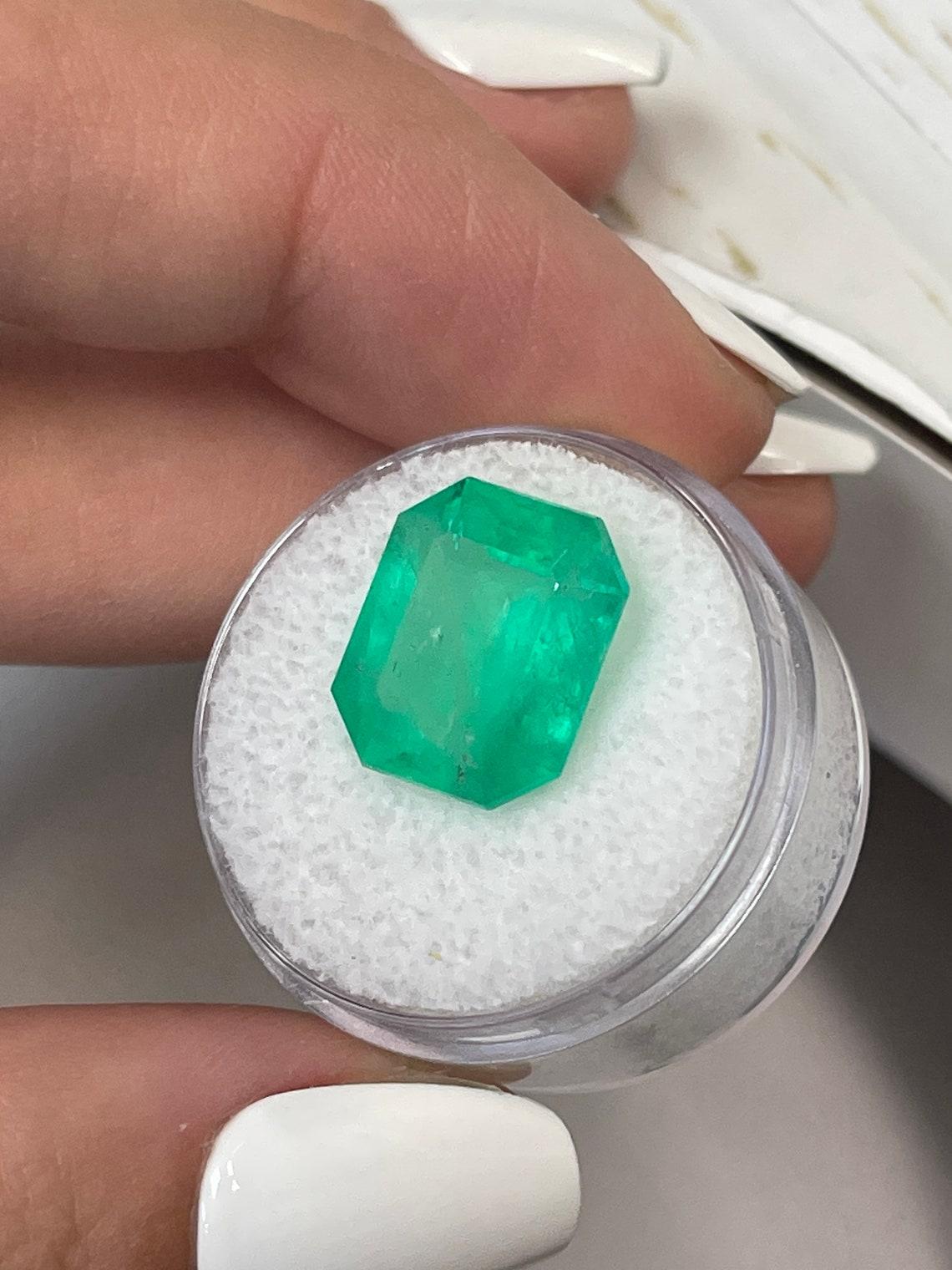 9,66 Karat 14x12 mittelgrüner kolumbianischer Smaragd - Smaragdschliff Mai-Geburtsstein Edelstein im Angebot 2