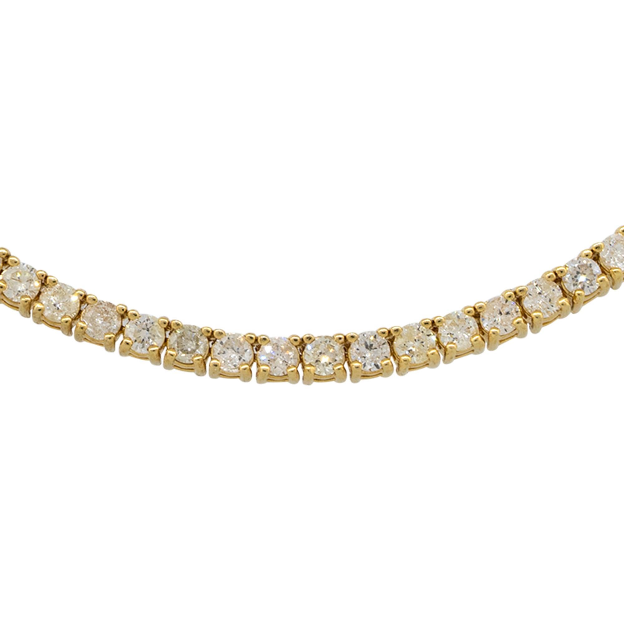 Material: 14k Yellow Gold
Diamond Details: Approx. 9.66ctw of round cut Diamonds. Diamonds are D in color and VS in clarity. 220 stones 
Measurements: Necklace measures 22