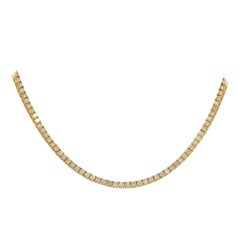 9.66 Carat Diamond Tennis Chain Necklace 14 Karat in Stock