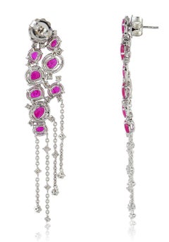 9,66 Karat Rubin 18 Karat Gold Diamant-Kronleuchter-Ohrringe