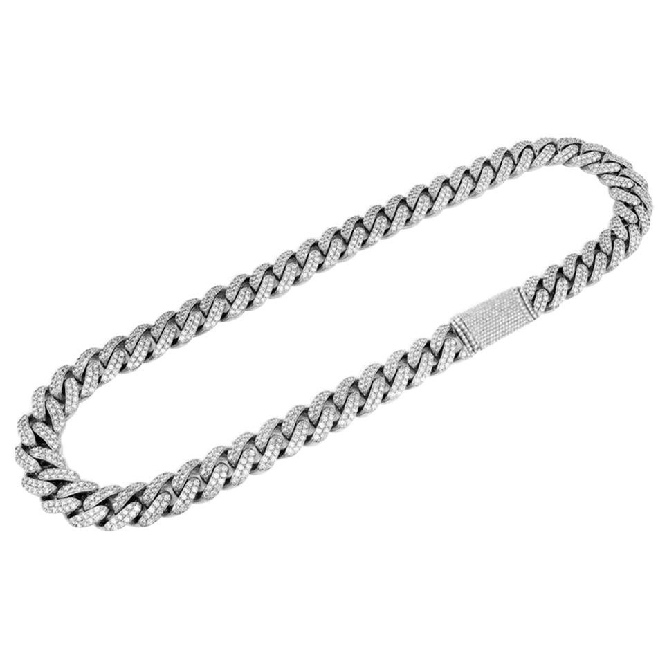 9.66ct Diamond Cuban Link 14K White 