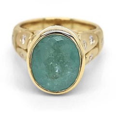 9.66ct Vivid Neon Blue-Green Natural Paraiba Tourmaline RING 18K Gold