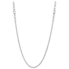 Alexander 9.67 Carat Long Diamond Tennis Necklace 18 Karat White Gold