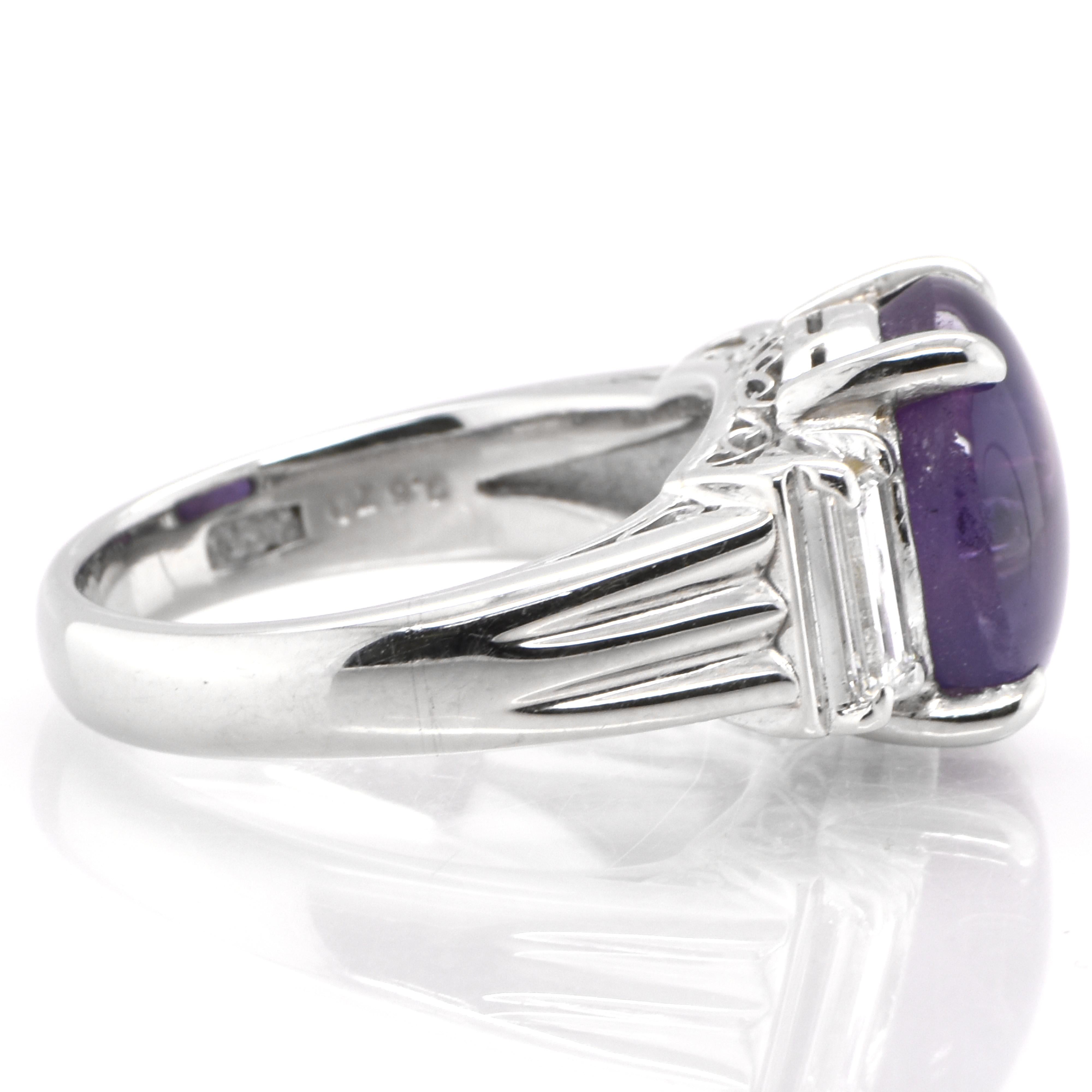 Modern 9.67 Carat Natural Purple Star Sapphire and Diamond Ring Set in Platinum For Sale