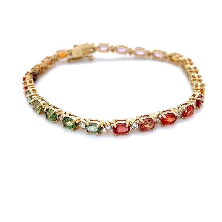 Contemporary 9.67 Carat Natural Sapphire Diamond Yellow Gold Bracelet For Sale