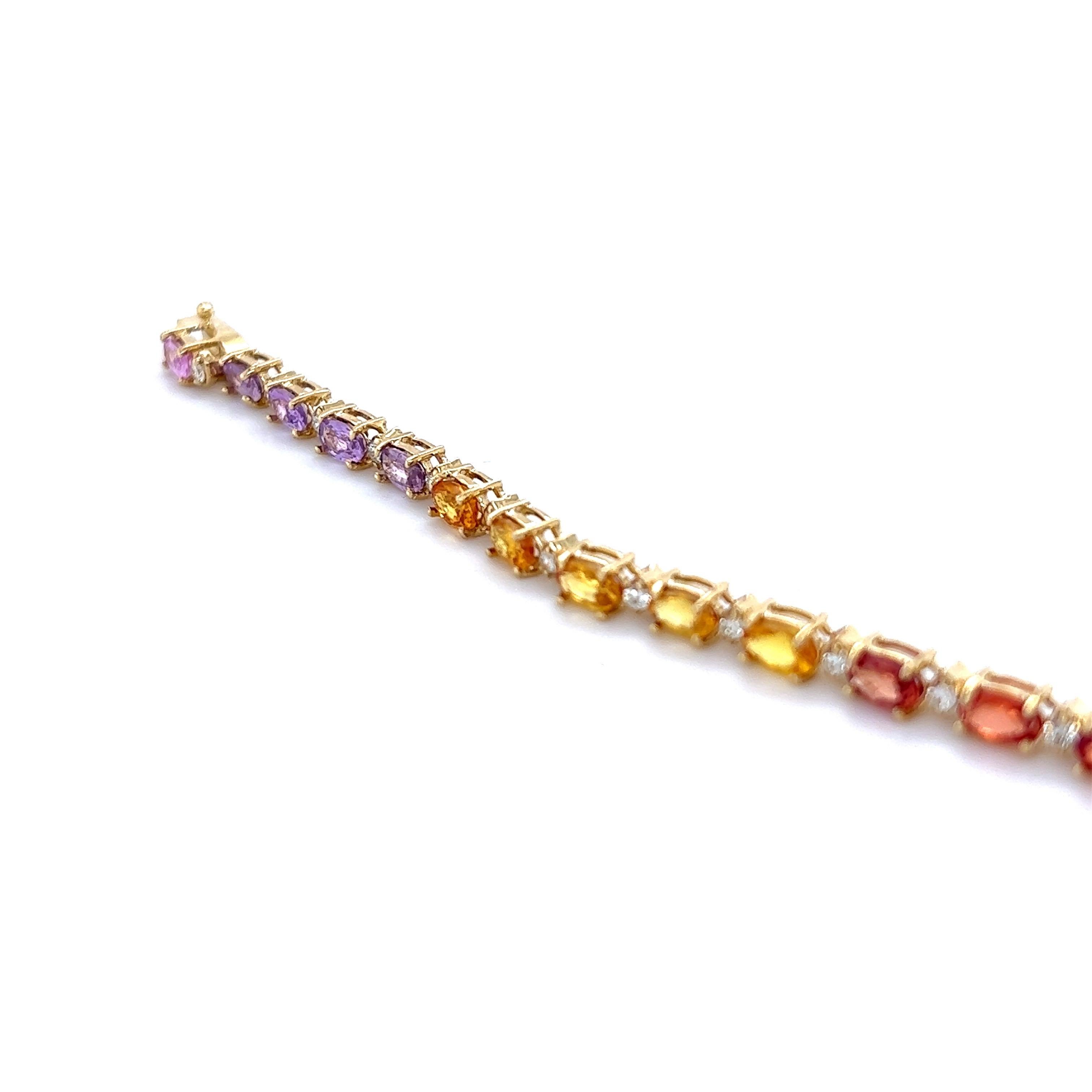 9.67 Carat Natural Sapphire Diamond Yellow Gold Bracelet In New Condition For Sale In Los Angeles, CA