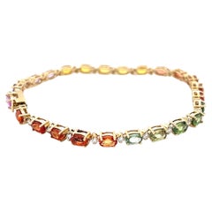 9.67 Carat Natural Sapphire Diamond Yellow Gold Bracelet