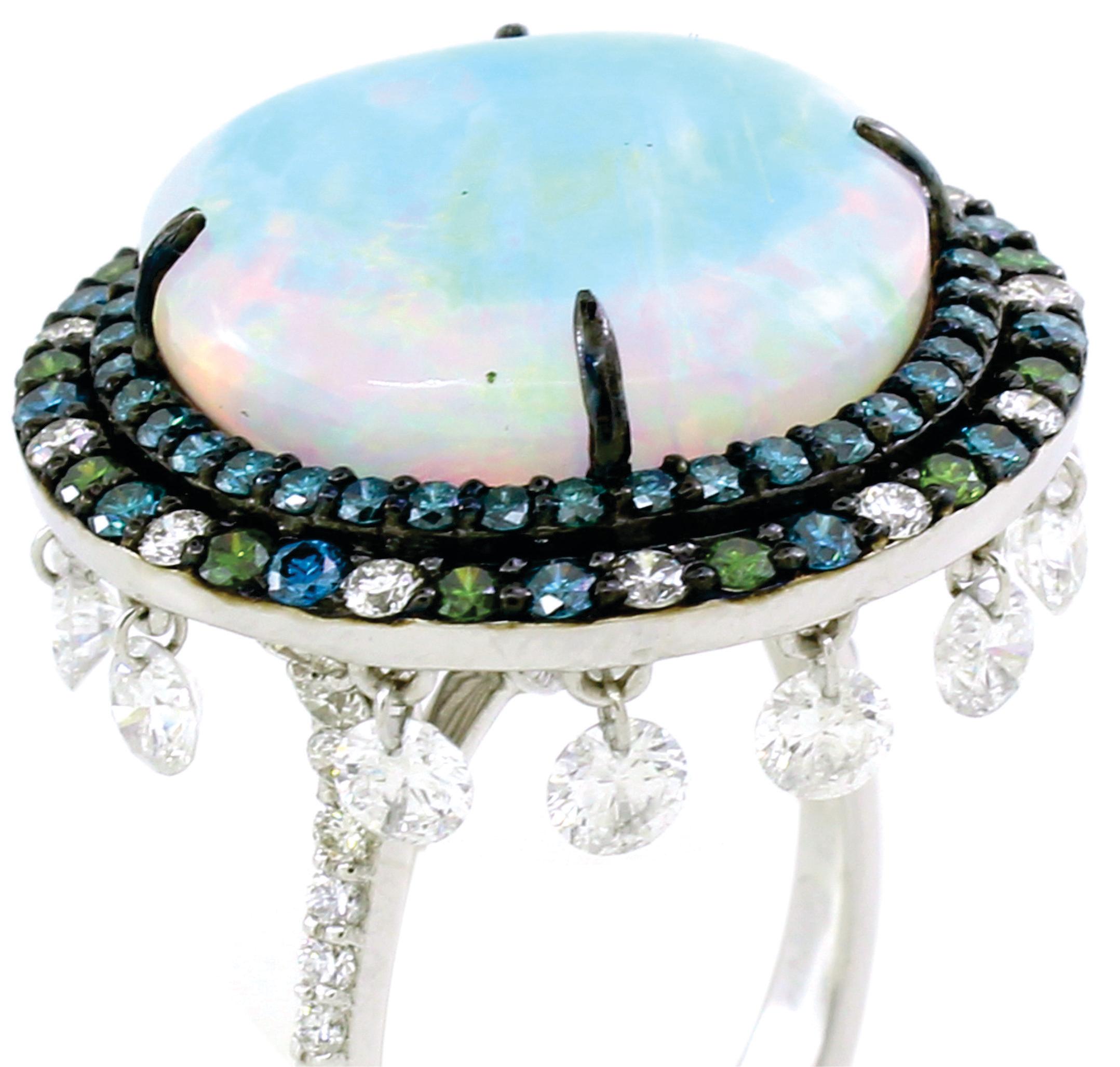 Ring mit 9,67 Karat Opal und 2,45 Karat Diamant (Moderne) im Angebot