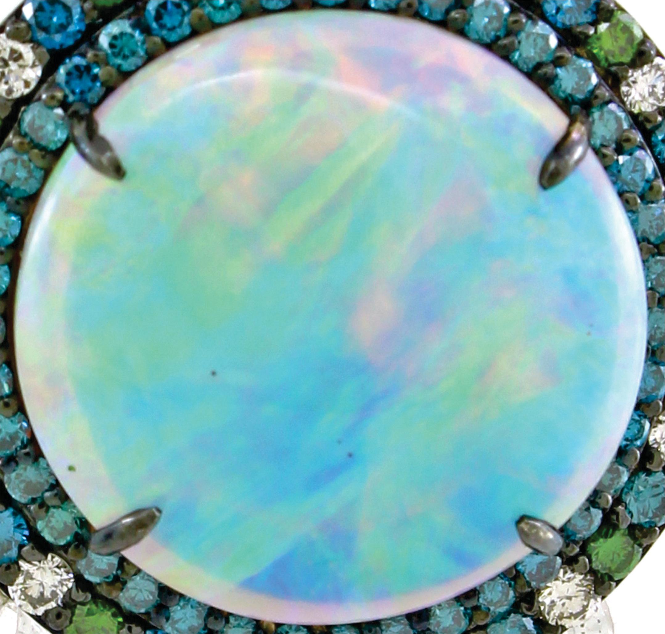Ring mit 9,67 Karat Opal und 2,45 Karat Diamant (Rundschliff) im Angebot