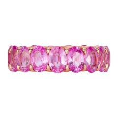 9.67ct Oval Cut Pink Sapphire Eternity Band in 18k Rose Gold