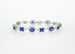 9.68 Carat Blue Sapphire Diamond Bracelet Statement Fine Jewelry
