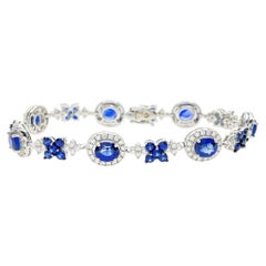 9.68 Carat Blue Sapphire Diamond Bracelet Statement Fine Jewelry