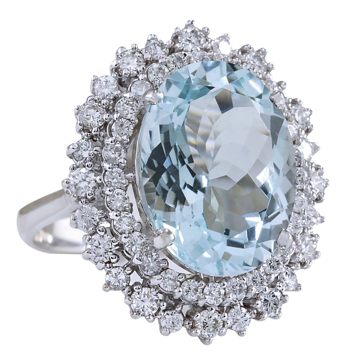 Introducing our breathtaking 9.68 Carat Aquamarine 14K White Gold Diamond Ring, a masterpiece of elegance and sophistication. Crafted from genuine 14K White Gold and stamped for authenticity, this ring weighs 9.0 grams, ensuring both quality and