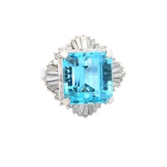 Anello Ballerina in platino con acquamarina e diamante da 9,68 carati Santa Maria