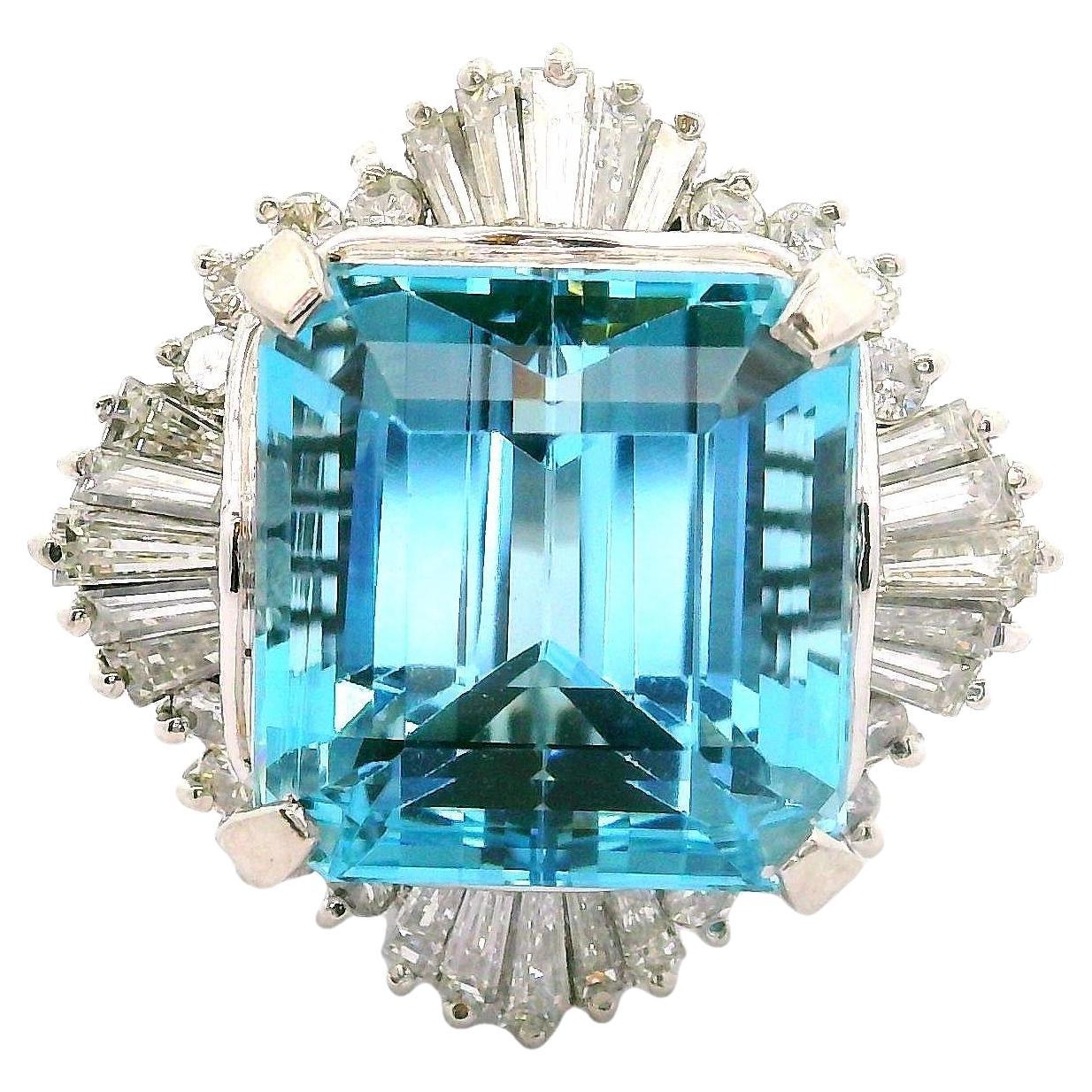 Bague ballerine Santa Maria en platine avec aigue-marine et diamants 9,68 carats