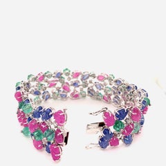 Pulsera brazalete de oro blanco de 96,96 quilates Tutti Fruity