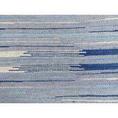 9'6"'x12' Alfombra de lana orgánica Kilim de tejido plano con diseño de rayas nómadas tejidas a mano