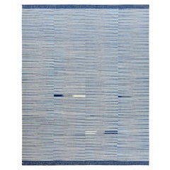 9'6"'x12' Hand Woven Nomadic Stripe Design Flat Weave Kilim Organic Wool Rug