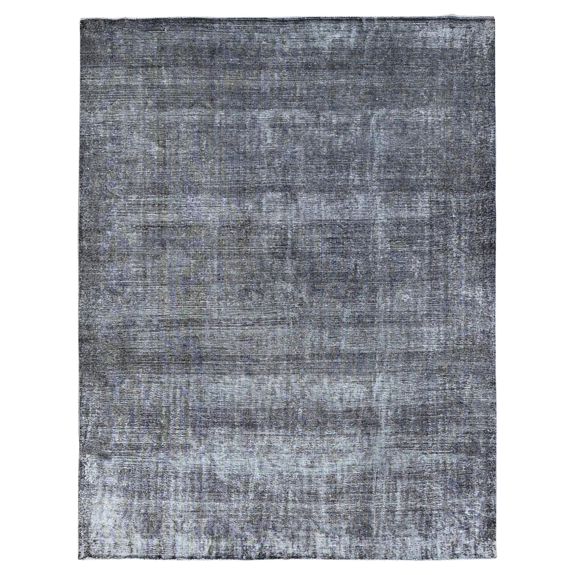 9'6 "x12'4" Grigio Pura Lana Vintage Annodato a Mano Tappeto Persiano Tabriz Pulito Orientale