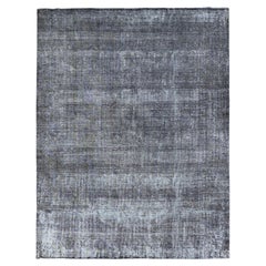9'6"x12'4" Gray Pure Wool Vintage Hand Knotted Persian Tabriz Clean Oriental Rug