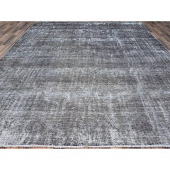 9'6"x12'4" Gray Wool Vintage Hand Knotted Zoroastrian Tebraz Oriental Rug