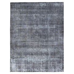 9'6"x12'4" Gray Wool Vintage Hand Knotted Zoroastrian Tebraz Oriental Rug