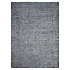 9'6"x12'5" Dim Gray Overdyed Handgeknüpfter Vintage Persischer Kerman Teppich aus weicher Wolle