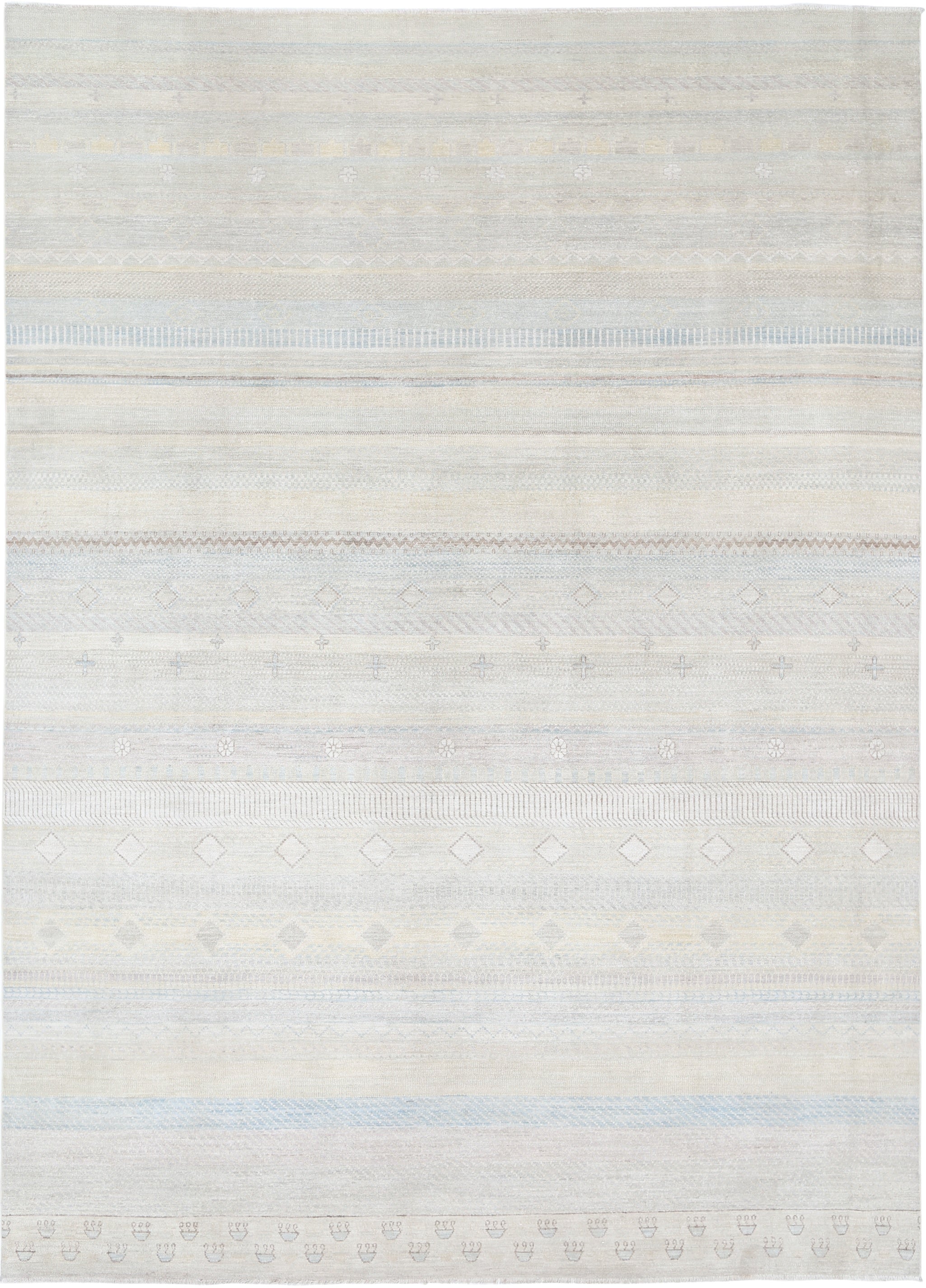 9.6x13.6 ft Hand Knotted Turkish Area Rug for Living Room. 100% Wool Carpet