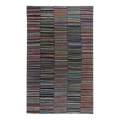 9.6x14.5 ft Handwoven Kilim, Vintage Cotton Rag Rug, Colorful Striped Carpet
