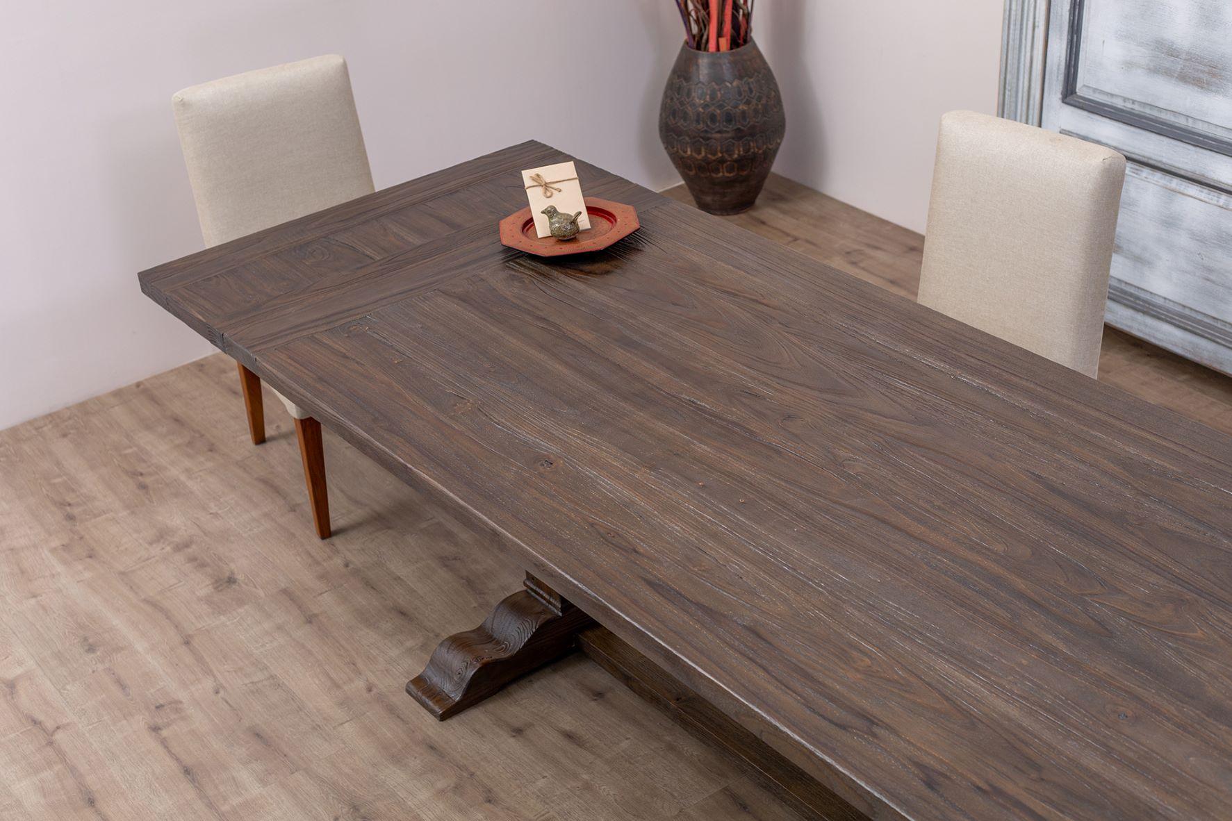 Solid Teak Extension Dining Table in Sandblasted Cocoa 3