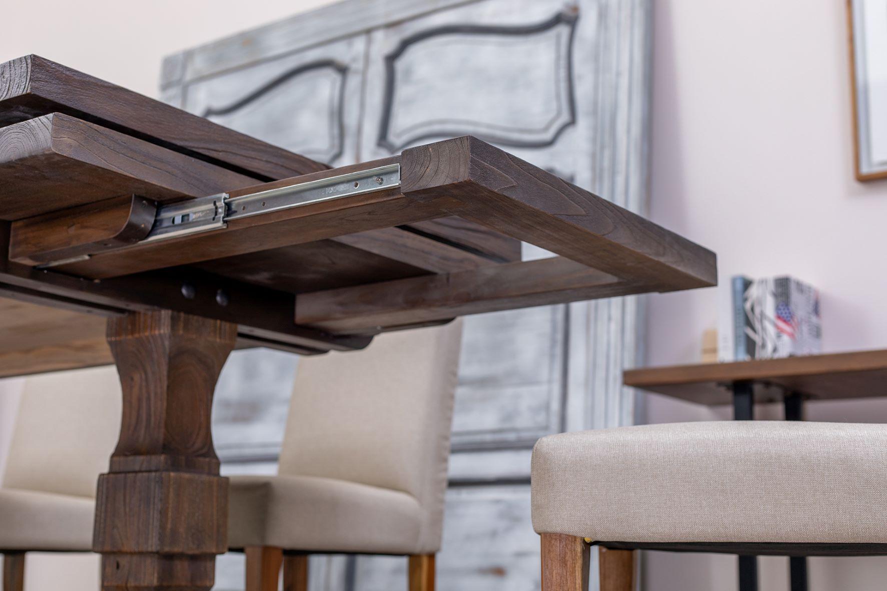 Hand-Crafted Solid Teak Extension Dining Table in Sandblasted Cocoa