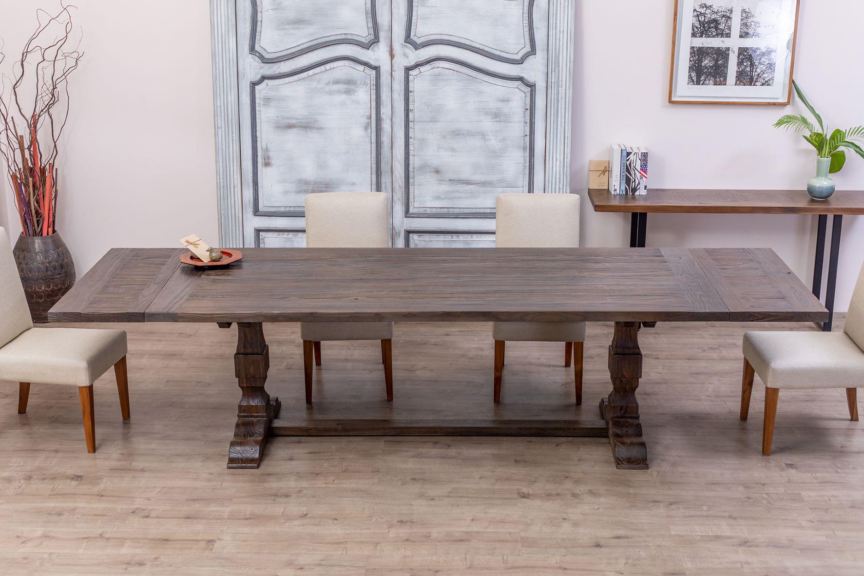 Solid Teak Extension Dining Table in Sandblasted Cocoa 1