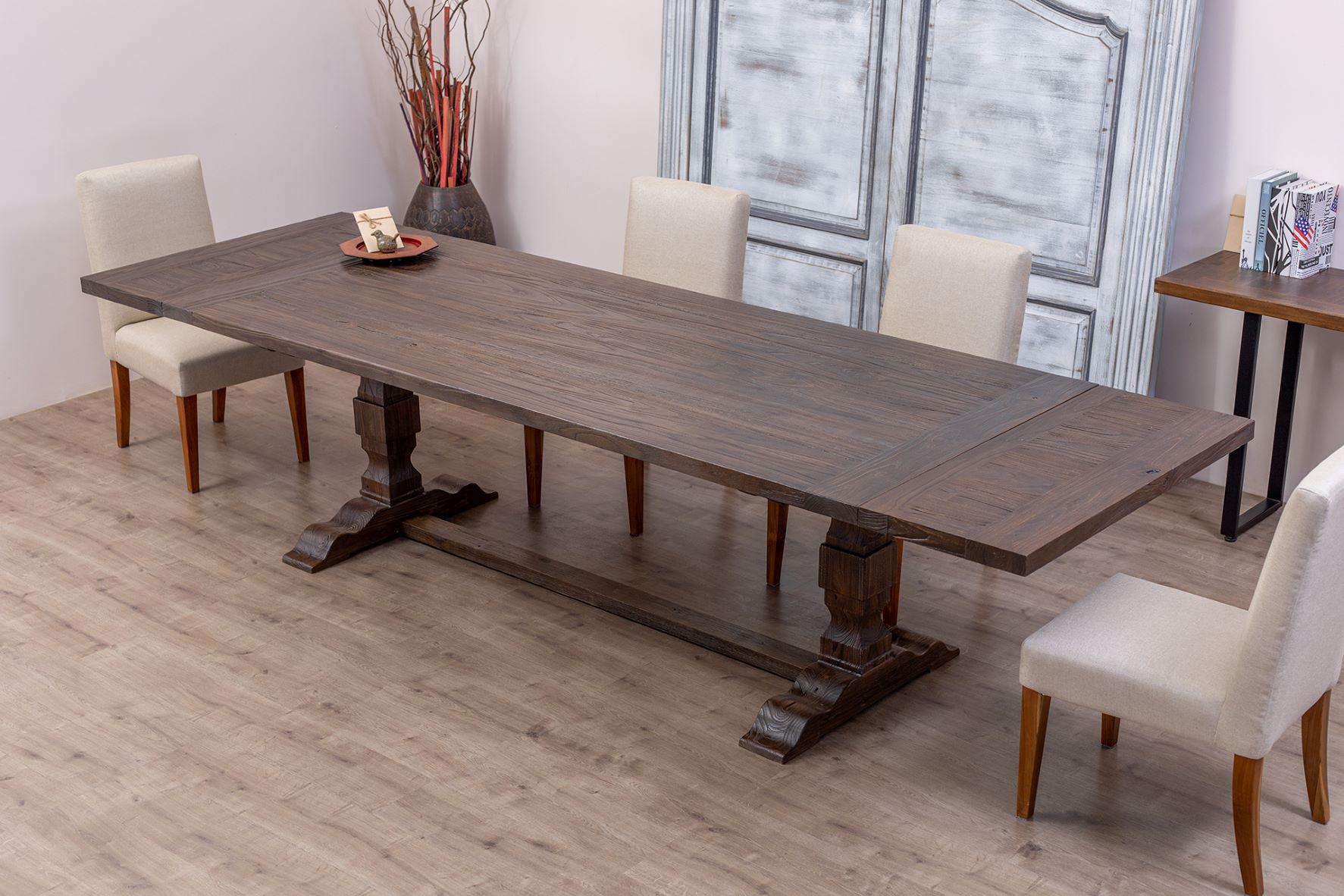 Solid Teak Extension Dining Table in Sandblasted Cocoa 2