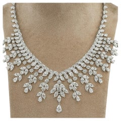 97 Carat Multi-Shape Diamond Graduated Cluster Collar Necklace